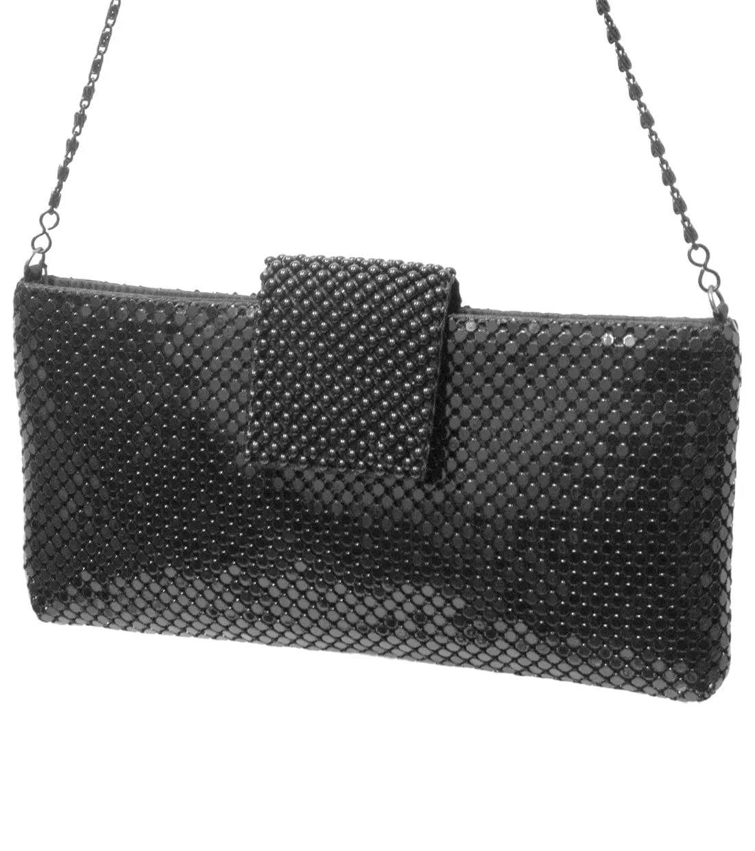 Magid Metal Mesh Flap Pearl Bag