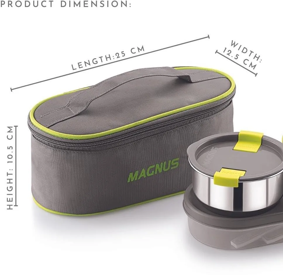 Magnus Olive-3 Steam Lock Airtight Stainless Steel Lunch Box - Premium Lunch Box for Kids, Lunch Boxes for Office Men with Soft Pouch