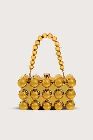 MAIA Spherical Acrylic Clutch Bag in Gold