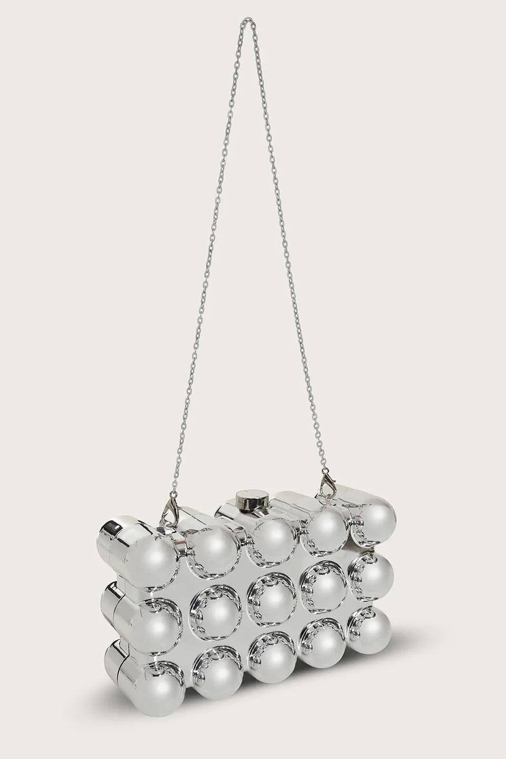 MAIA Spherical Acrylic Clutch Bag in Silver