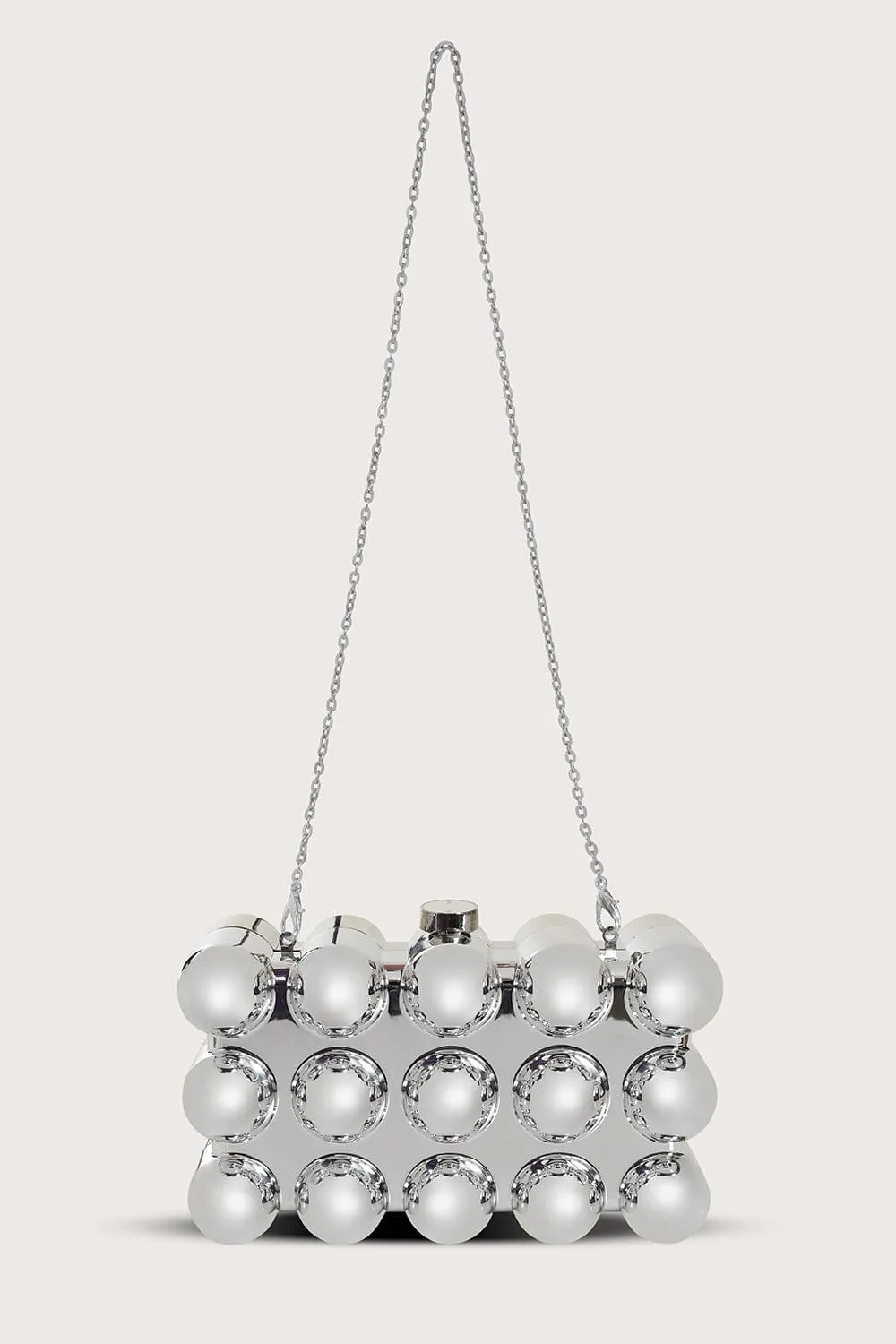 MAIA Spherical Acrylic Clutch Bag in Silver