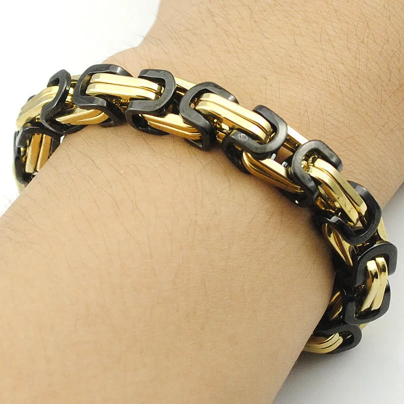 Men's Bracelets Gold Chain Link Bracelet Stainless Steel Byzantine