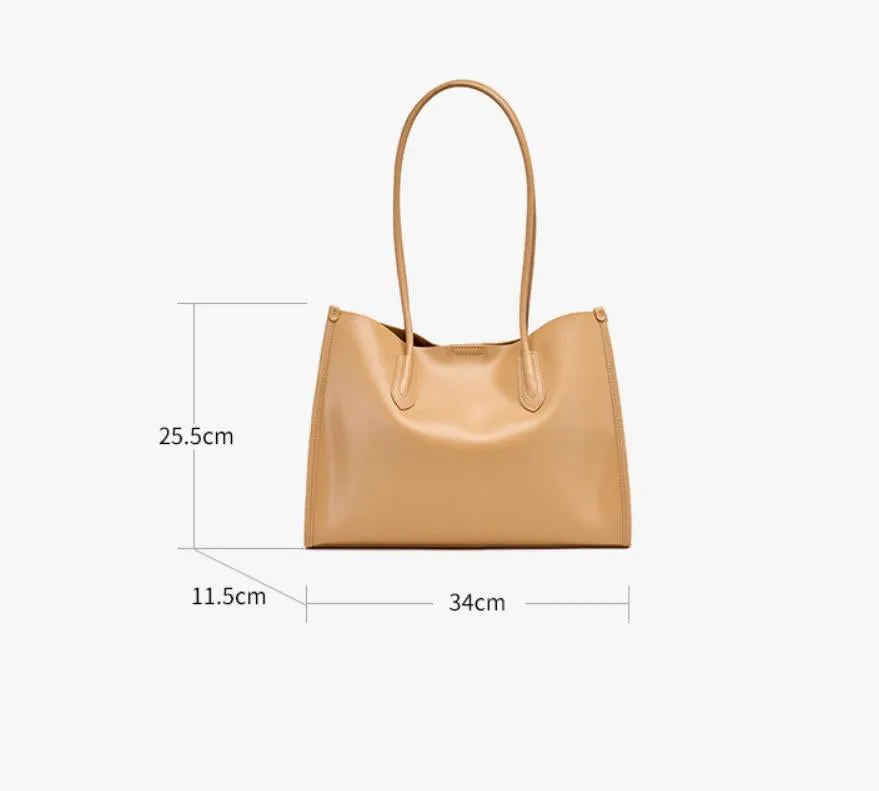 Minimalist Women Leather Tote Bag Single Shoulder Bag Large Capacity Handbag Classic Design Birthday Gift for Her