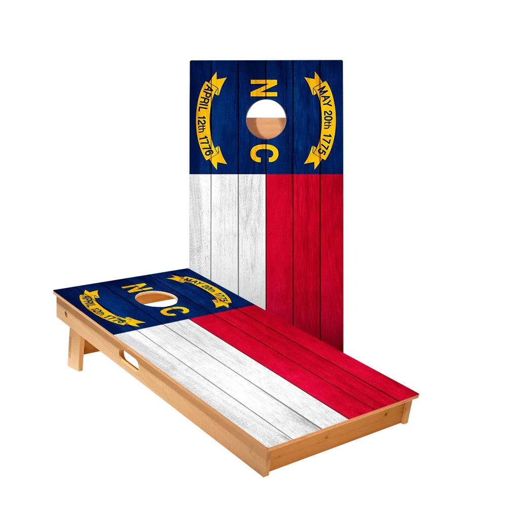 North Carolina Flag Star Cornhole Boards