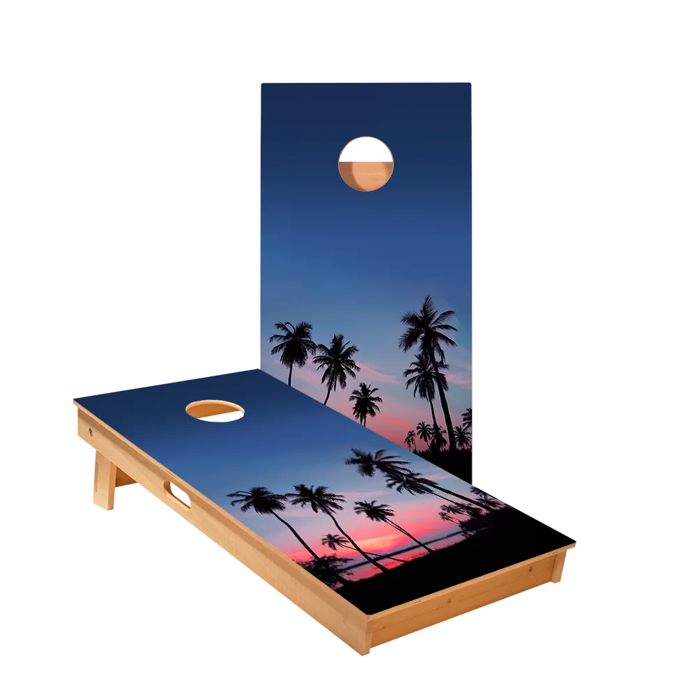 Palm Tree Sunset Star Cornhole Boards