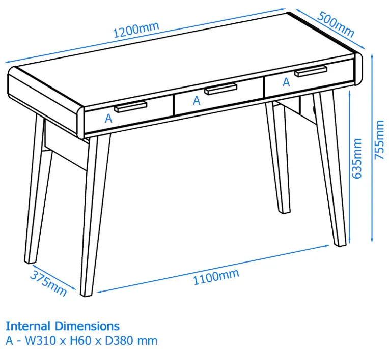 Pevensey Oak & Black Home Office Desk