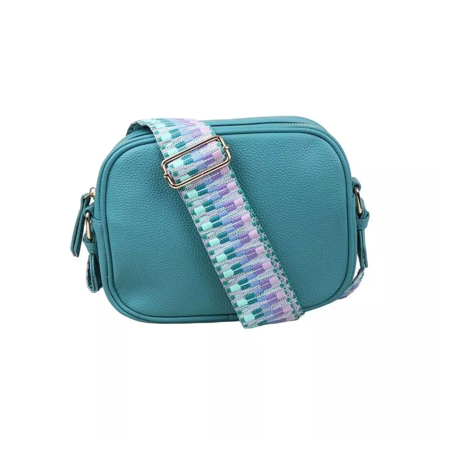 POM Turquoise Vegan Leather Camera Bag With with Pastel Strap