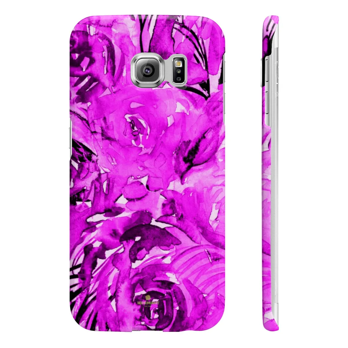 Purple Pink Slim iPhone/ Samsung Galaxy Floral Purple Rose Smart Phone Case, Made in UK