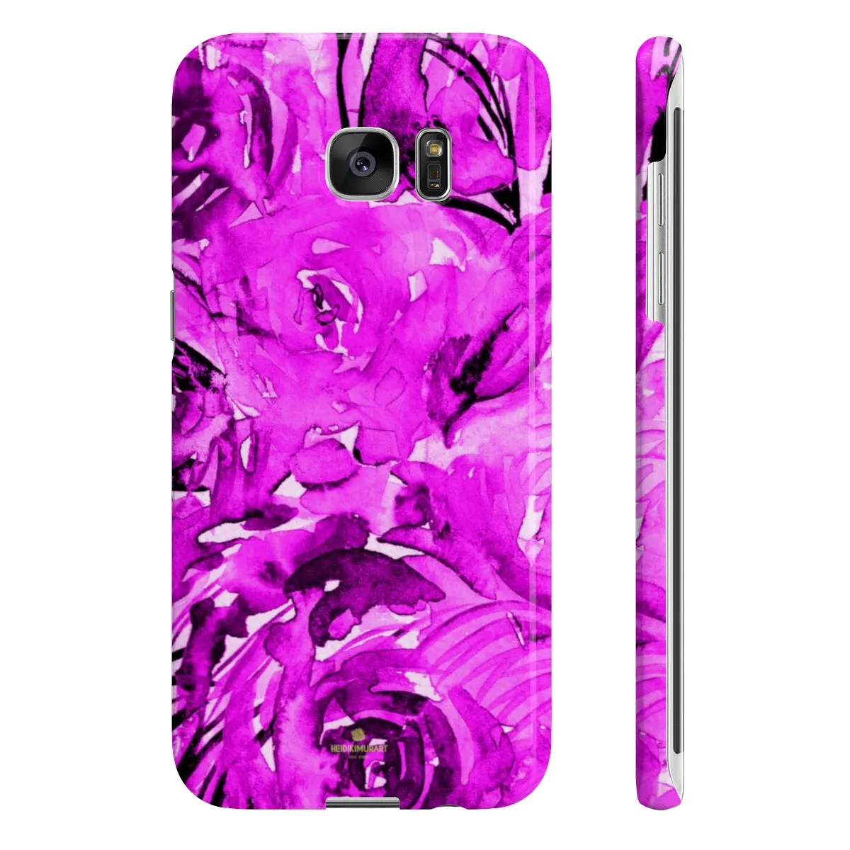 Purple Pink Slim iPhone/ Samsung Galaxy Floral Purple Rose Smart Phone Case, Made in UK