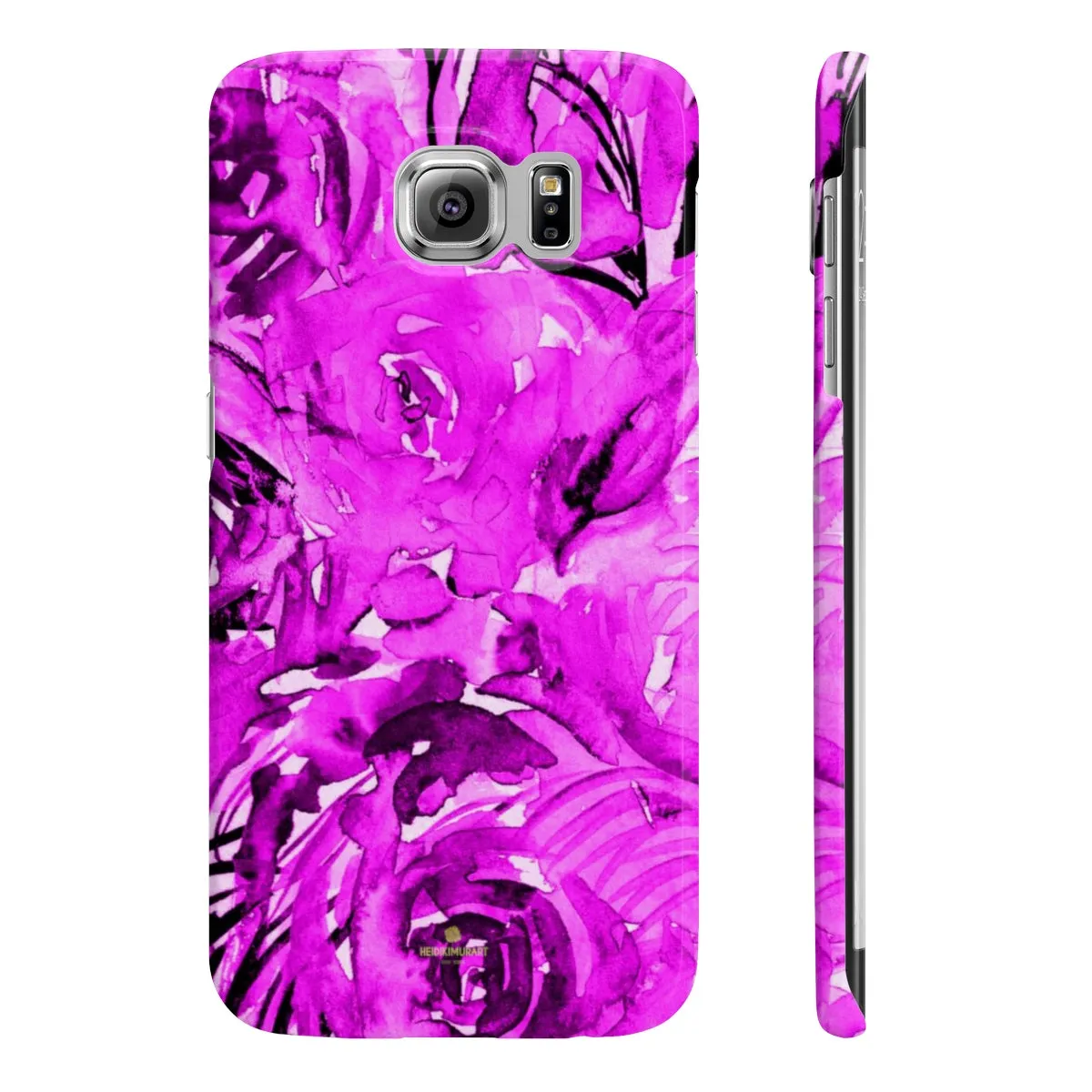 Purple Pink Slim iPhone/ Samsung Galaxy Floral Purple Rose Smart Phone Case, Made in UK