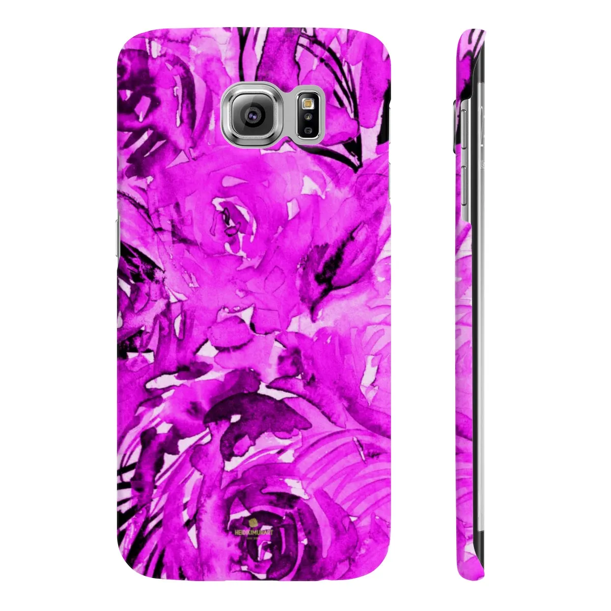 Purple Pink Slim iPhone/ Samsung Galaxy Floral Purple Rose Smart Phone Case, Made in UK