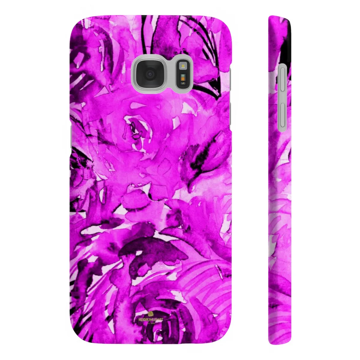 Purple Pink Slim iPhone/ Samsung Galaxy Floral Purple Rose Smart Phone Case, Made in UK