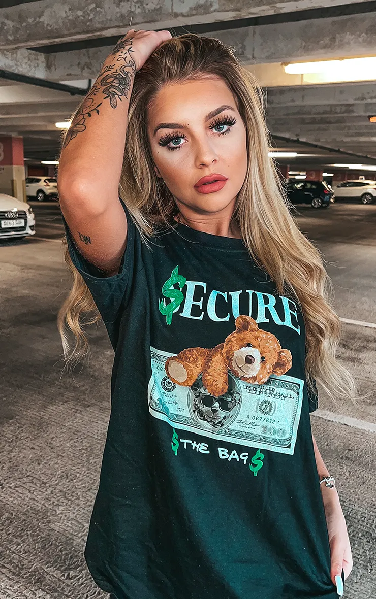 Secure The Bag Bear Black T-Shirt