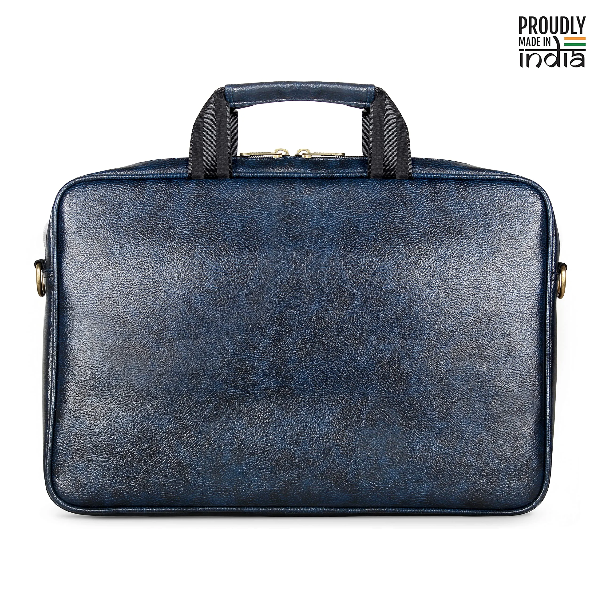 THE CLOWNFISH Unisex Noble Faux Leather 14 Inch Laptop Messenger Bag Briefcase (Blue)