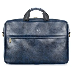 THE CLOWNFISH Unisex Noble Faux Leather 14 Inch Laptop Messenger Bag Briefcase (Blue)