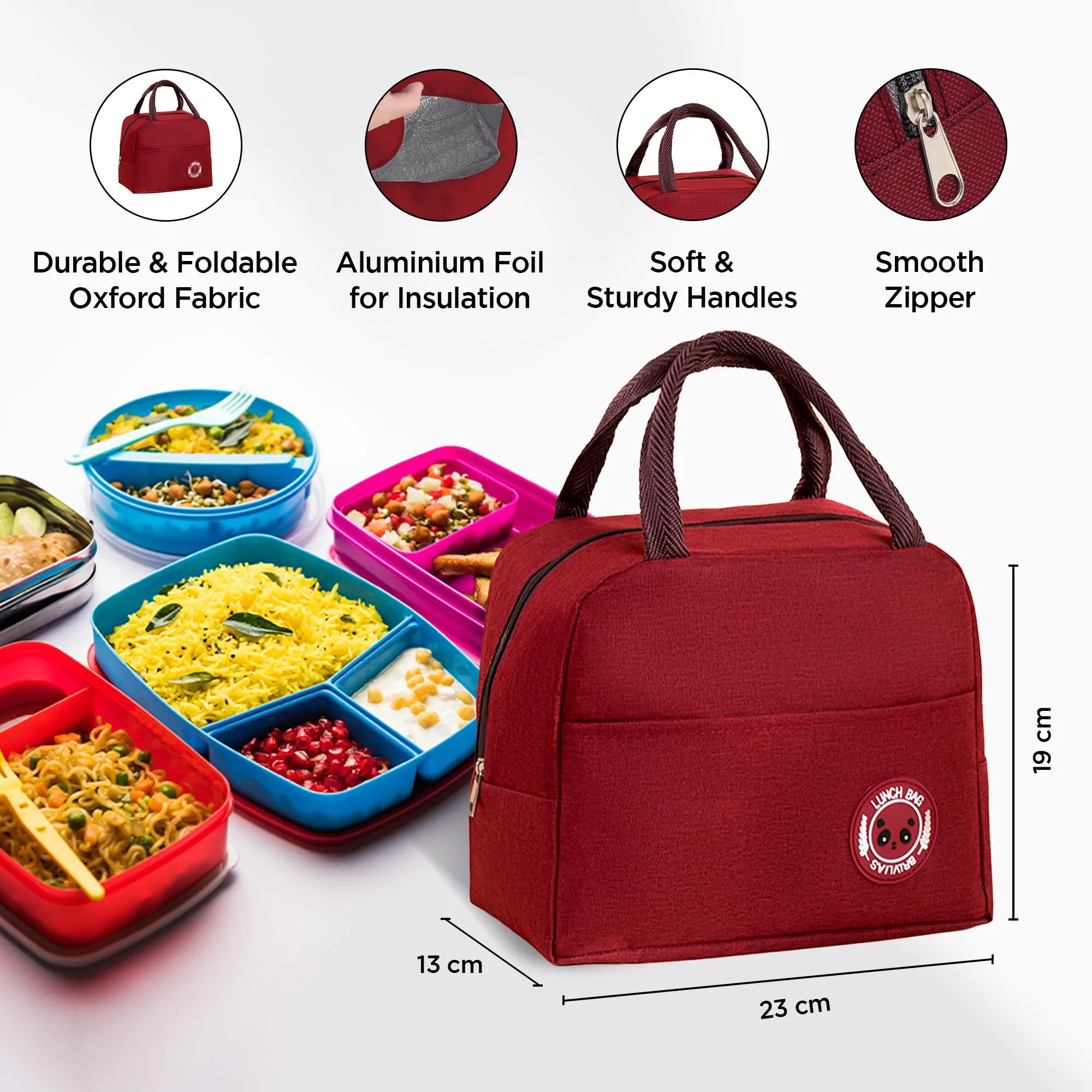 UMAI Insulated Tiffin Lunch Bag| Leakproof, Waterproof, Lightweight Storage Bag | Multipurpose -Office, School, Outdoor Activities (Red)