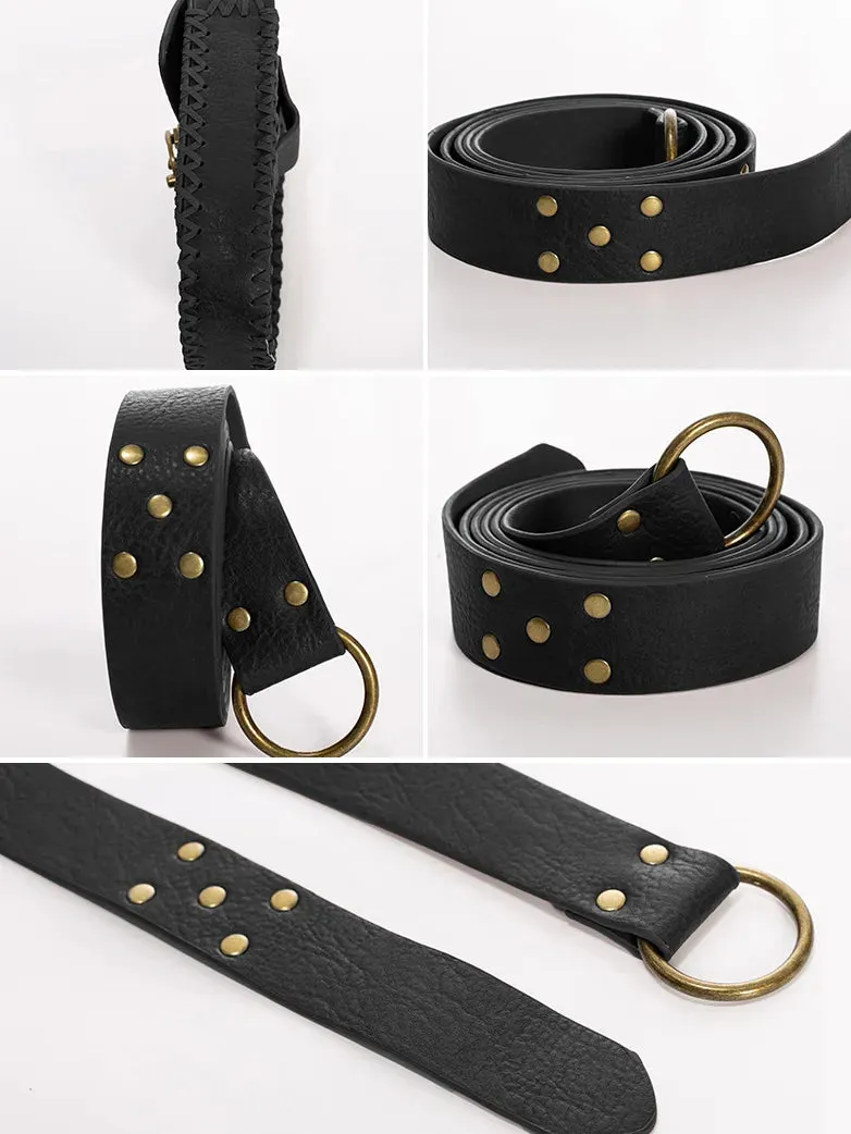 Unisex Renaissance Functional Leather Waist Belt with Bag