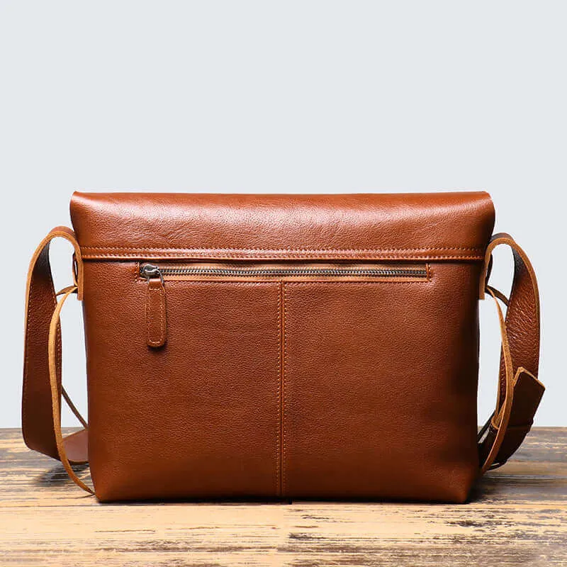 Vintage Leather Crossbody Messenger Bag - Unisex, High Quality