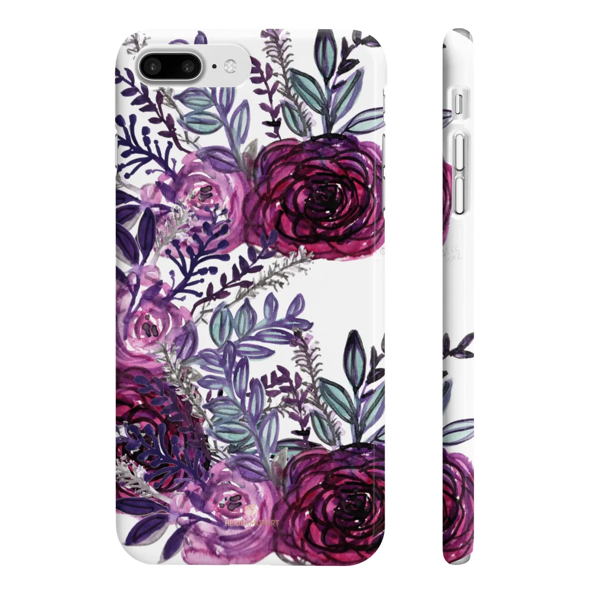 White Purple Rose Slim iPhone/ Samsung Galaxy Floral Print Phone Case, Made in UK