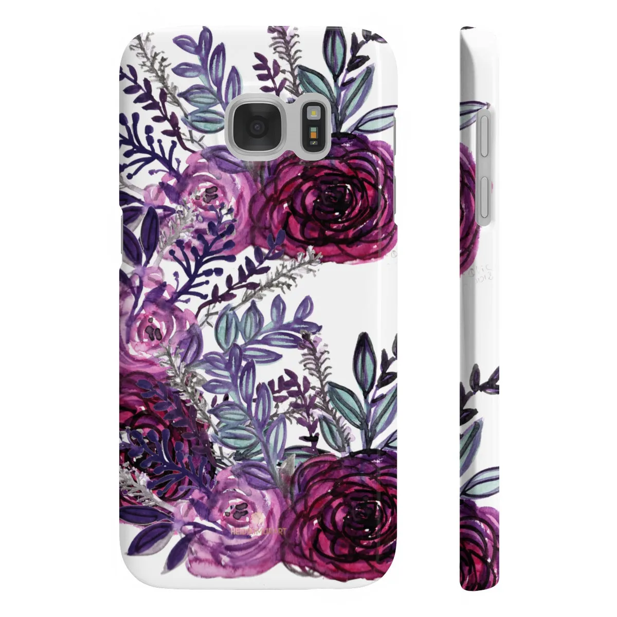 White Purple Rose Slim iPhone/ Samsung Galaxy Floral Print Phone Case, Made in UK