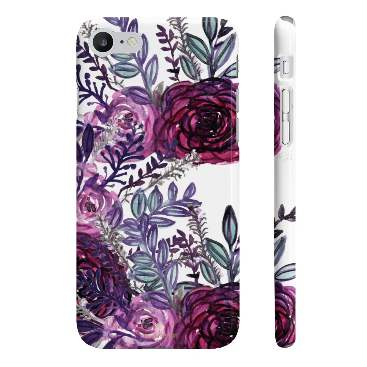 White Purple Rose Slim iPhone/ Samsung Galaxy Floral Print Phone Case, Made in UK