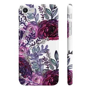 White Purple Rose Slim iPhone/ Samsung Galaxy Floral Print Phone Case, Made in UK