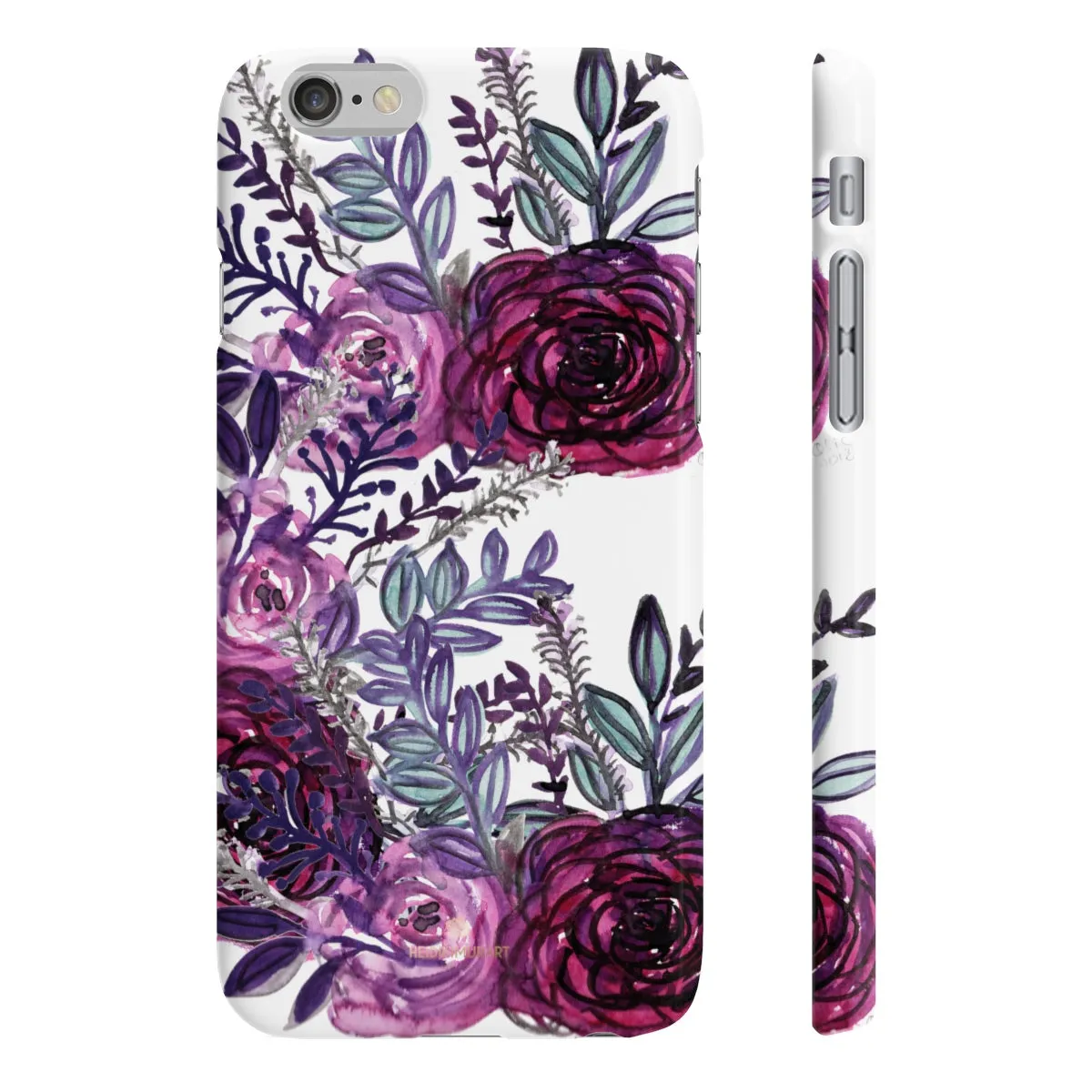 White Purple Rose Slim iPhone/ Samsung Galaxy Floral Print Phone Case, Made in UK